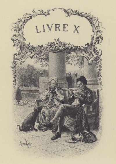 Illustrasjon for bok X av The Confessions of Jean-Jacques Rousseau (gravering) av Maurice Leloir