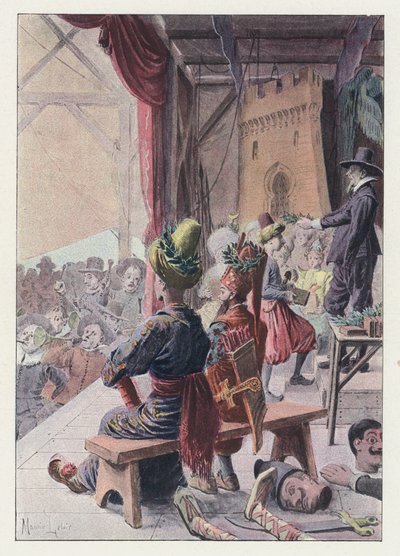 Illustrasjon for Gil Blas (farge litho) av Maurice Leloir