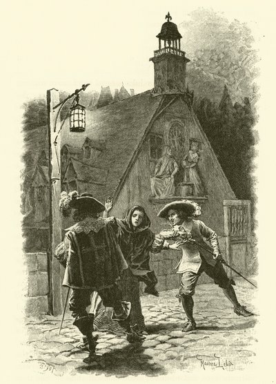 Illustrasjon for The Three Musketeers (gravering) av Maurice Leloir