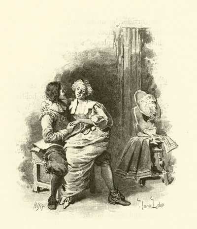 Illustrasjon for The Three Musketeers (gravering) av Maurice Leloir