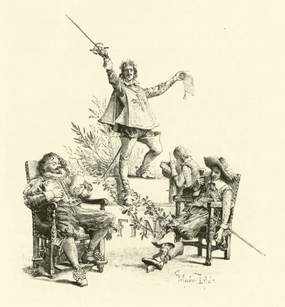 Illustrasjon for The Three Musketeers (gravering) av Maurice Leloir