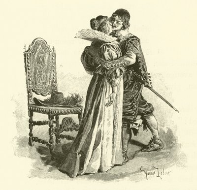 Illustrasjon for The Three Musketeers (gravering) av Maurice Leloir