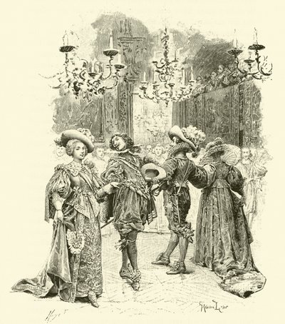 Illustrasjon for The Three Musketeers (gravering) av Maurice Leloir