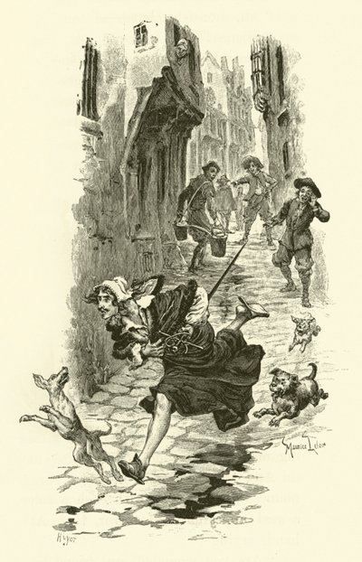 Illustrasjon for The Three Musketeers (gravering) av Maurice Leloir