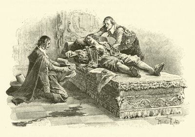 Illustrasjon for The Three Musketeers (gravering) av Maurice Leloir