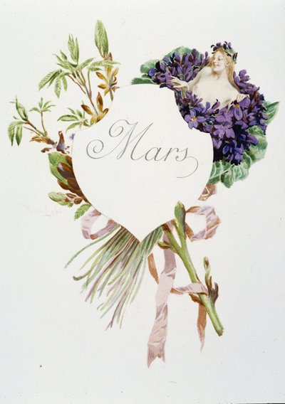 mars ""Månedens sang"" av Jérôme Doucet, illustrasjon - Maurice Leloir, red. Reims 1904. L. Michaud av Maurice Leloir