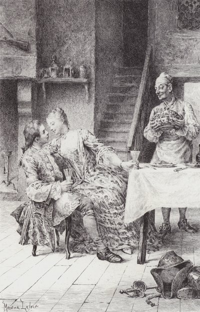 Scene fra Manon Lescaut (gravering) av Maurice Leloir