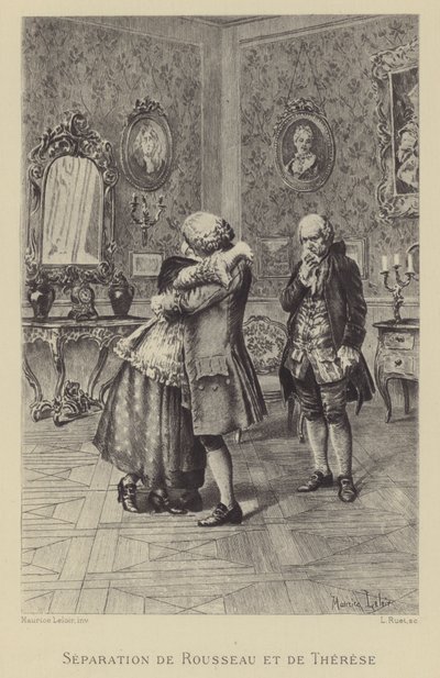 Separasjon av Rousseau og Therese (gravyr) av Maurice Leloir
