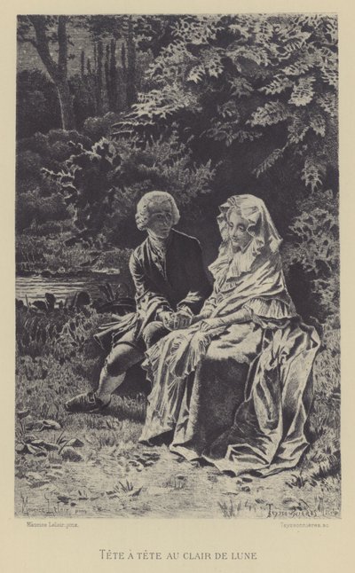 Tete-a-tete i måneskinnet (gravyr) av Maurice Leloir