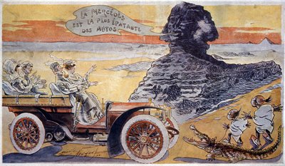 Mercedes er den mest fantastiske bilen, ca. 1900 (illustrasjon) av Maurice Neumont