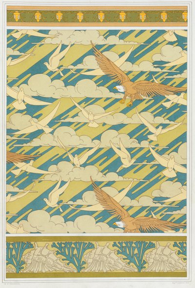 Design for tapet border Squash Bug, pub. 1897. av Maurice Pillard Verneuil