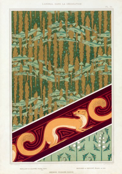 Design for tapet, border og silkestoff, pub. 1897. av Maurice Pillard Verneuil