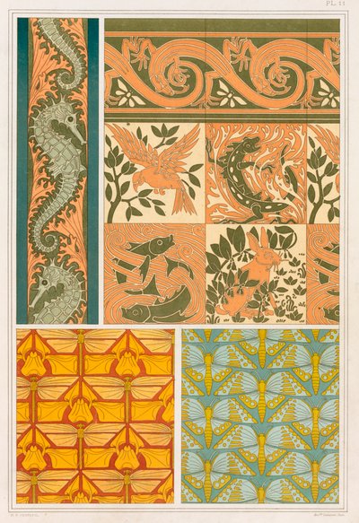 Design for tapetkanter og keramiske fliser, pub. 1897. av Maurice Pillard Verneuil