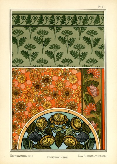Krysantemum (farge litho) av Maurice Pillard Verneuil