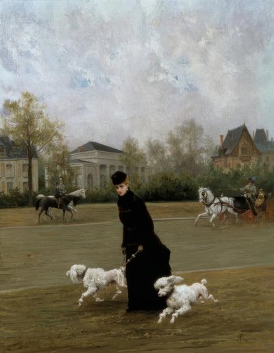 M.Poirson, Elegante au Bois de Boulogne, Paris / Gem., 1877 av Maurice Poirson
