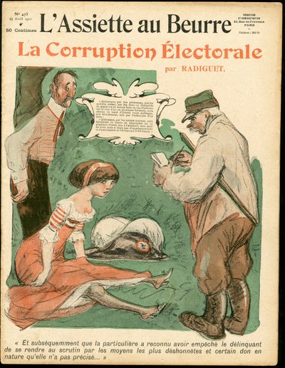 Omslag til “L'Assiette au Beurre”, nummer 473, Satirisk i farger av Maurice Radiguet