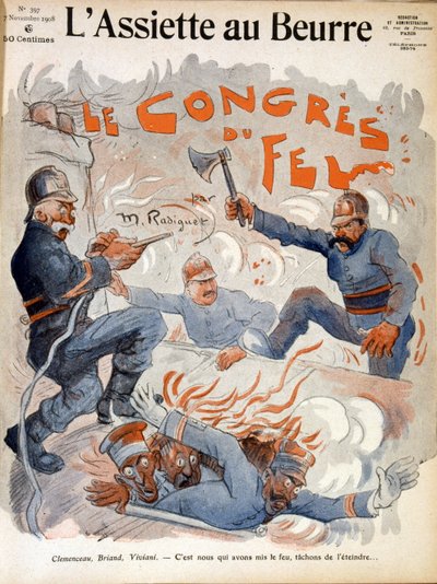 Franske statsmenn Aristide Briand, Georges Clemenceau og Rene Viviani av Maurice Radiguet