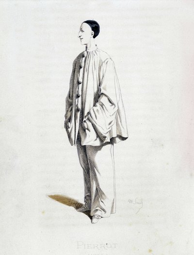 Pierrot fra ""Masques et bouffons"" (italiensk komedie), tekst og tegninger av Maurice Sand, etsninger av A. Manceau, forord av Georges Sand, Paris, Michel Lévy Frères av Maurice Sand