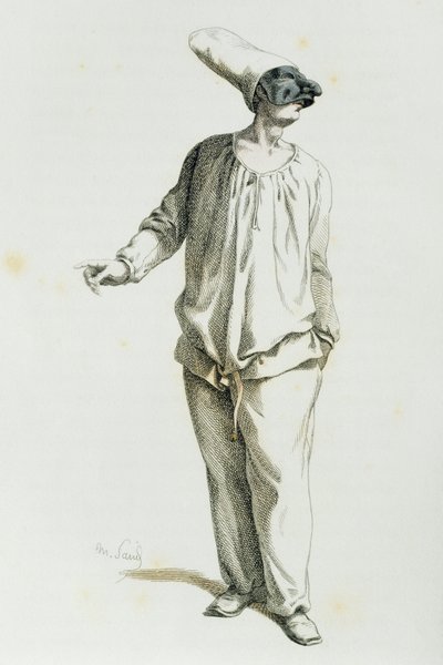 Pulcinella i 1800, av Maurice Sand (1823-1889) av Maurice Sand