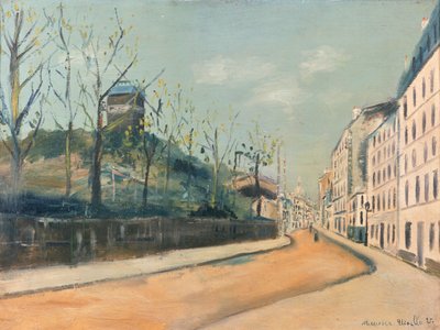Rue Lepic, Montmartre, med Moulin de la Galette og Sacré-Cœur av Maurice Utrillo