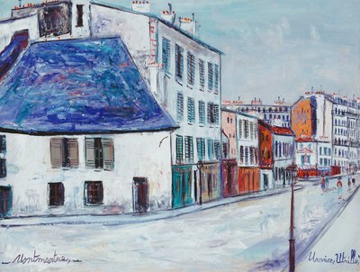 Rue du Mont-Cenis, Manoir de Gabrielle d#39;Estree, ca. 1945 (gouache på lerret) av Maurice Utrillo