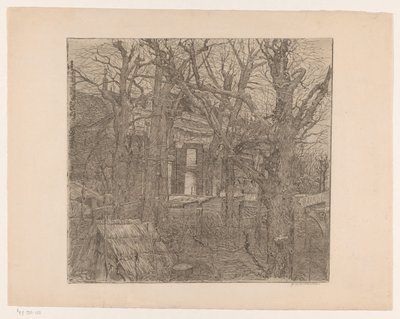 Trær rundt et hus Hage i Amsterdam (original tittel) av Maurits van der Valk (signed by artist)