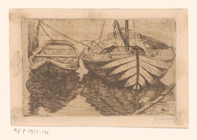 Robåt og seilbåt av Maurits van der Valk (signed by artist)