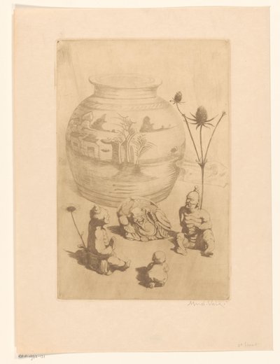 Kinesisk vase med fire små statuer av Maurits van der Valk