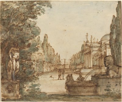 Capriccio med en palladisk villa av Mauro Antonio Tesi
