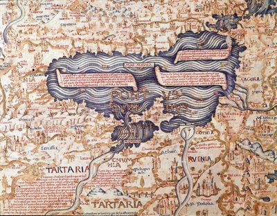 Utsikt over Svartehavet Detalj av verdenskartet (mappamundi) til bror Maurus (Mauro) camaldolese 1459 Biblioteca Marciana, Venezia av Mauro Fra
