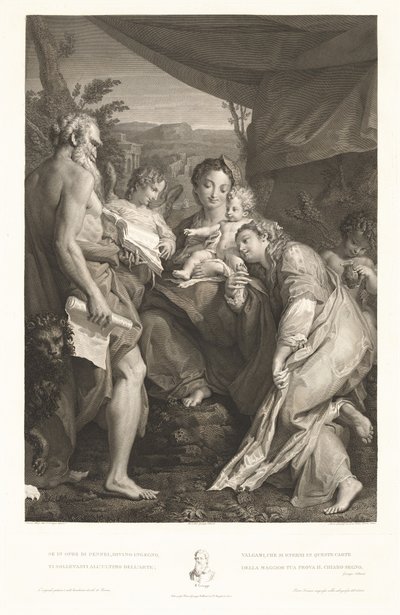 Jomfru og barn med de hellige Jerome og Katarina og en engel av Mauro Gandolfi, after Correggio