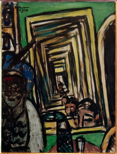 Kafeinteriør med spillspeil av Max Beckmann
