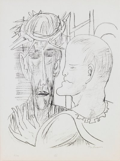 Kristus og Pilatus, plate 15 fra porteføljen «Dag og drøm» av Max Beckmann
