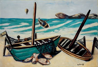 Kystlandskap med ballong av Max Beckmann