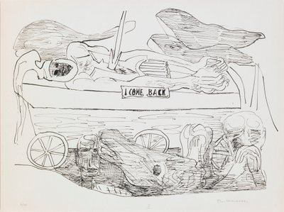 Dream of War, plate 10 fra porteføljen "Day and Dream" av Max Beckmann