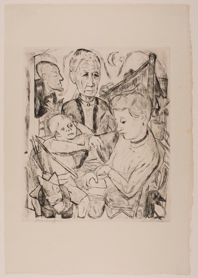 Family Scene (Beckmann Family), plate 2 fra porteføljen "Faces" av Max Beckmann