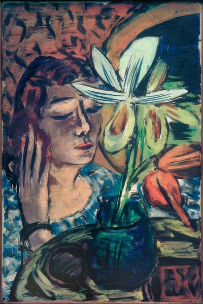 Kvinne med orkide av Max Beckmann
