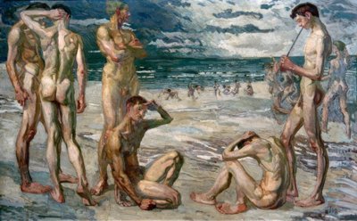 Unge menn ved sjøen av Max Beckmann