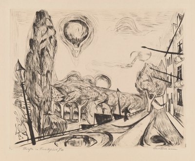 Landskap med ballong av Max Beckmann