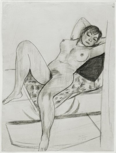 Liggende naken kvinne av Max Beckmann