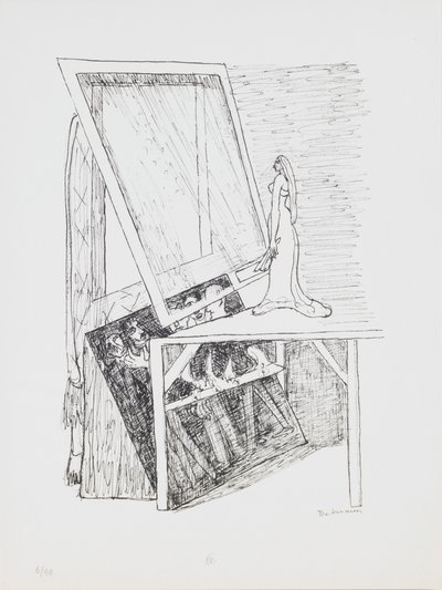 Magic Mirror, plate 13 fra porteføljen "Day and Dream" av Max Beckmann