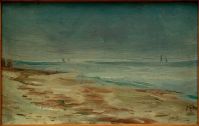 Sjøstrand, brun og grå av Max Beckmann