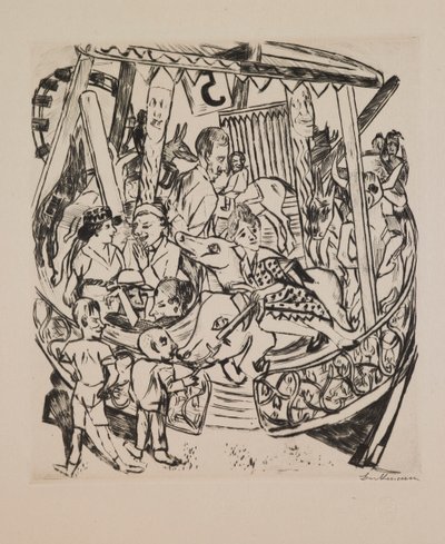 Merry-Go-Round, plate 7 fra porteføljen "Annual Fair" av Max Beckmann