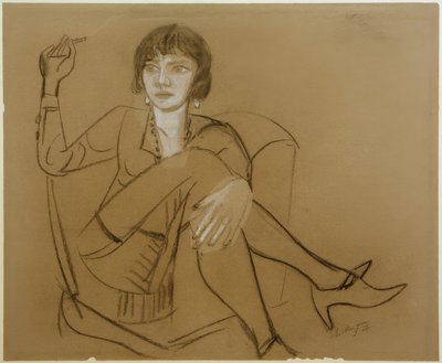 Quappi, røyker i klubbstolen av Max Beckmann