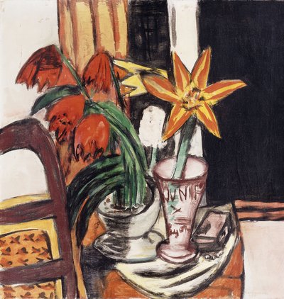 Røde tulipaner og ildliljer; Røde tulipaner og tigerliljer av Max Beckmann