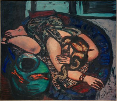 Hvilende jente av Max Beckmann