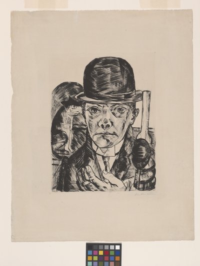 Selvportrett i bowlerhatt av Max Beckmann