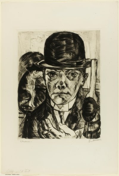 Selvportrett i bowlerhatt av Max Beckmann