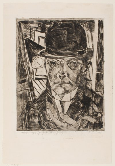 Selvportrett med bowlerhatt av Max Beckmann