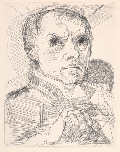Selvportrett med griffel av Max Beckmann